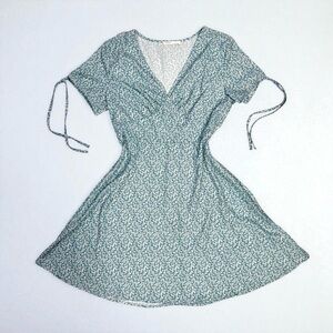 ROMWE Blue-Green Botanical Printed Sun Dress - Large - NWOT